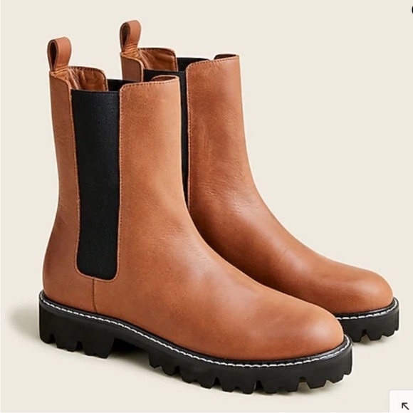 J. Crew Shoes - J. Crew Gwen lug-sole high-shaft Chelsea boots in leather Item BA187*